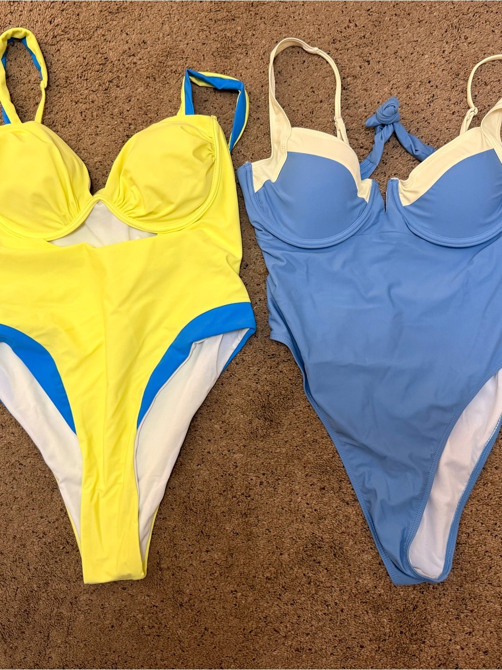 NWOT Colorblock One-Piece Swimsuit - Yellow & Light Blue